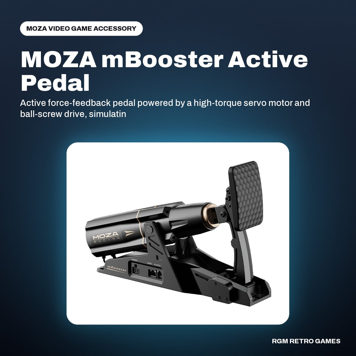 MOZA mBooster Active Pedal (Force-Feedback Sim Racing Pedal) in a MOZA color scene
