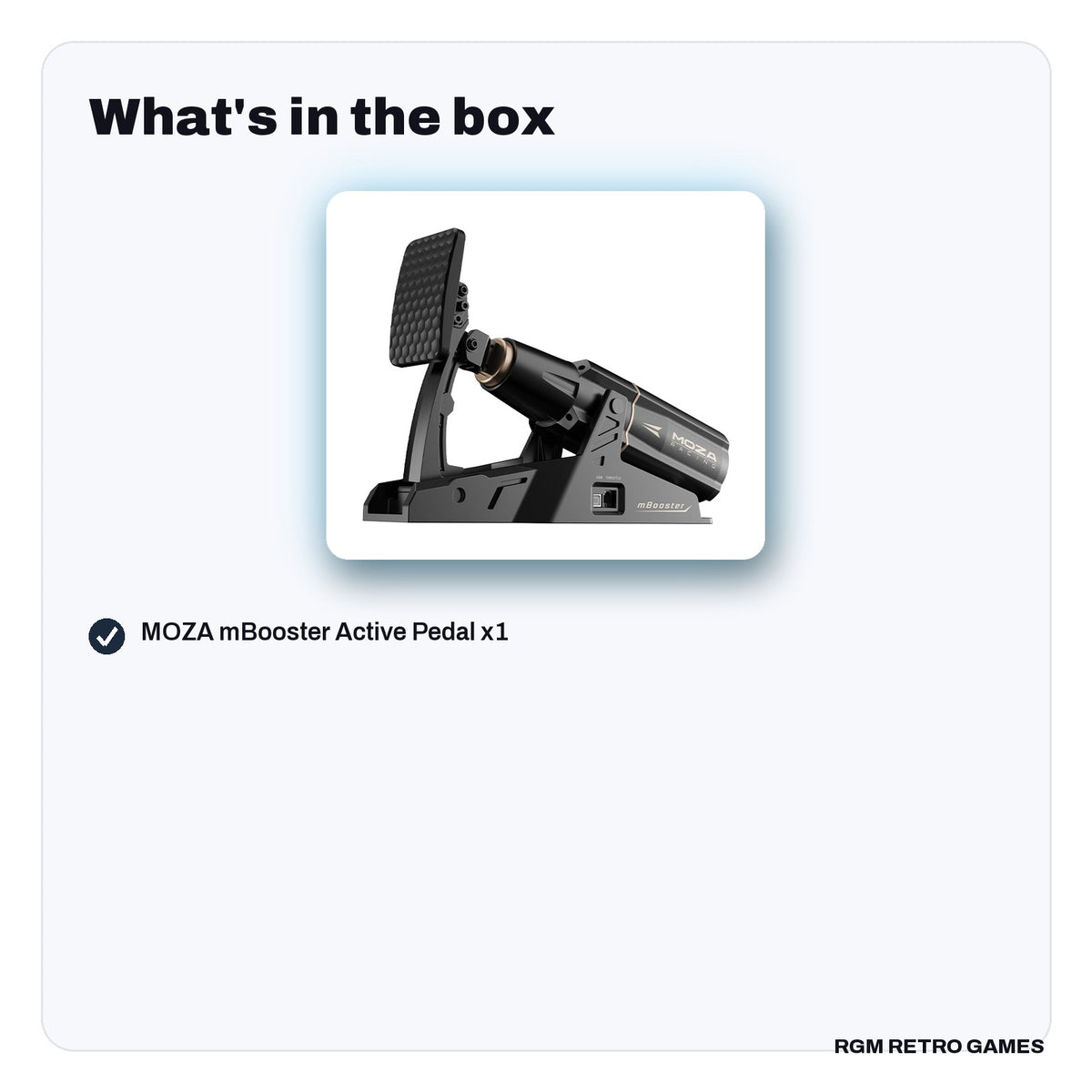 What's in the box with the MOZA mBooster Active Pedal (Force-Feedback Sim Racing Pedal)