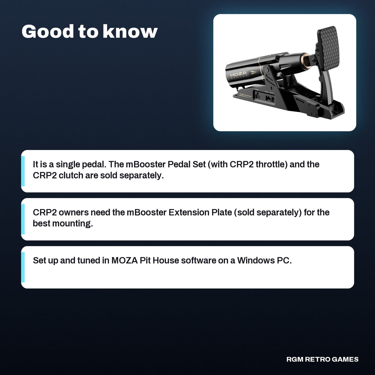 MOZA mBooster Active Pedal (Force-Feedback Sim Racing Pedal), good to know before you buy