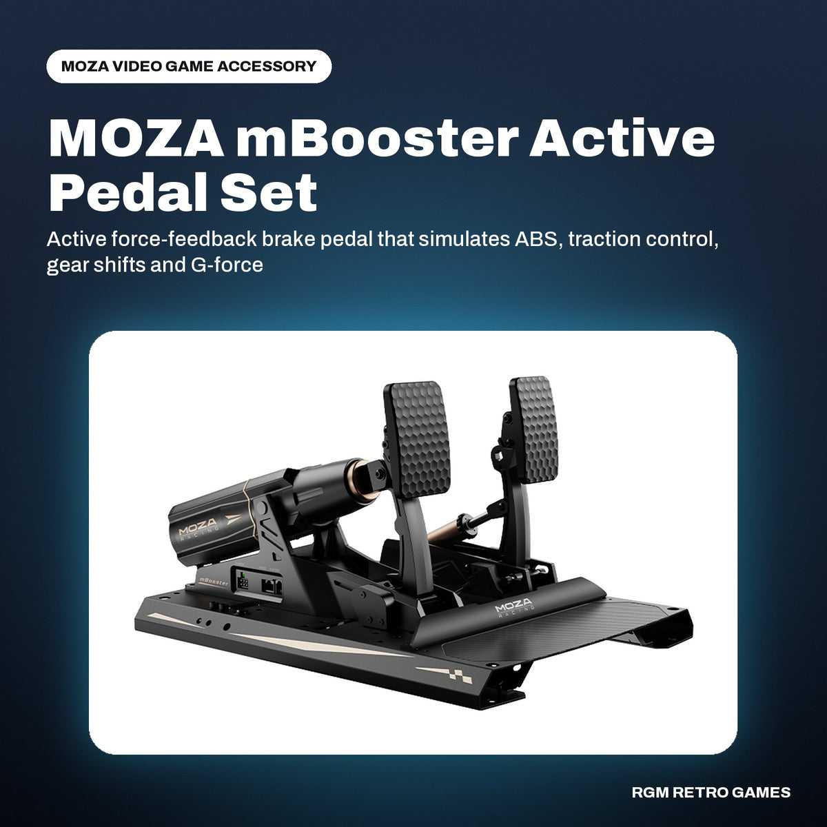 MOZA mBooster Active Pedal Set (with CRP2 Throttle) in a MOZA color scene
