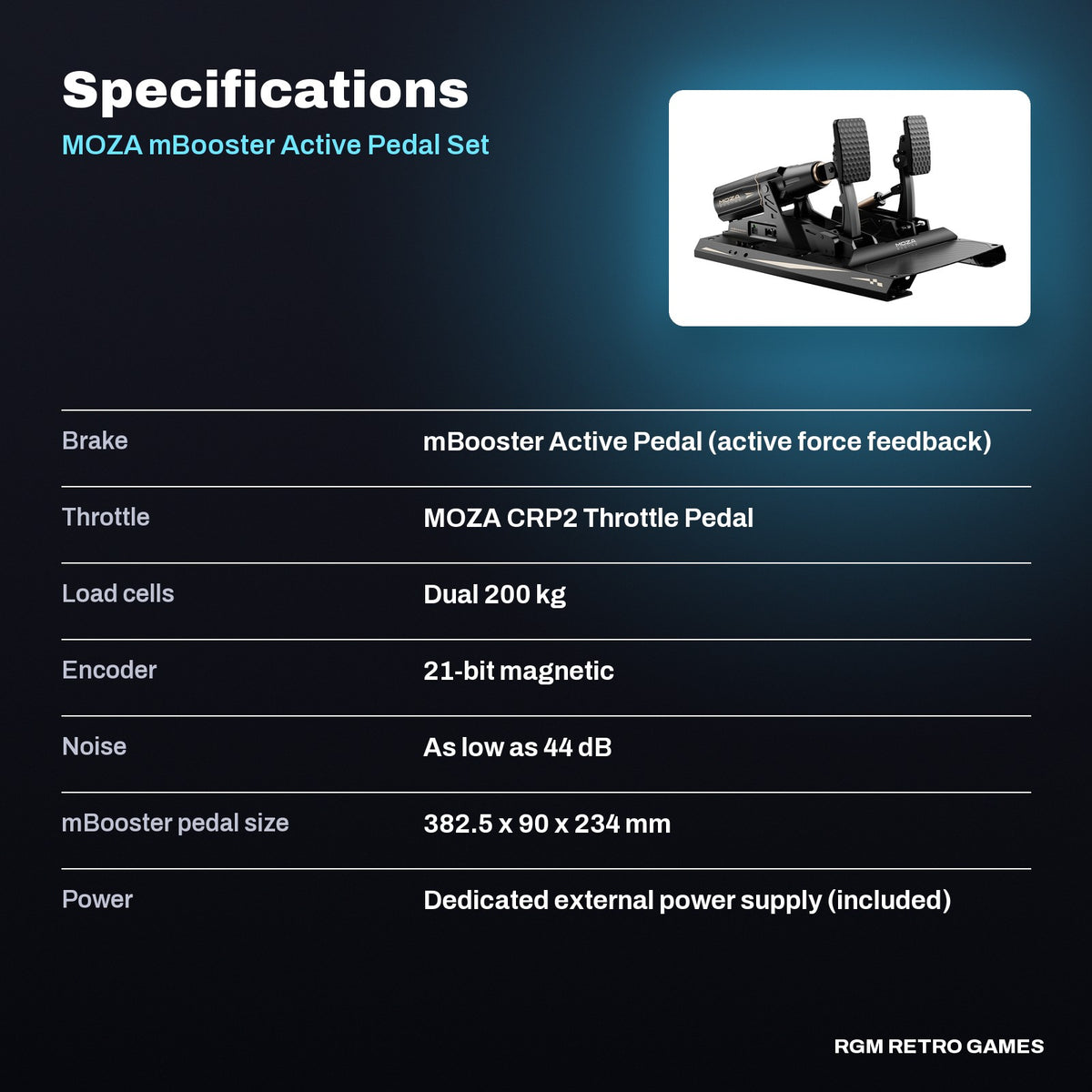 MOZA mBooster Active Pedal Set (with CRP2 Throttle) specifications