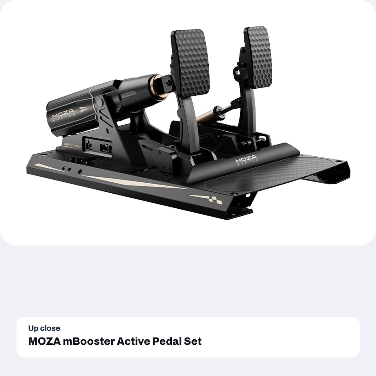 MOZA mBooster Active Pedal Set (with CRP2 Throttle), close-up detail