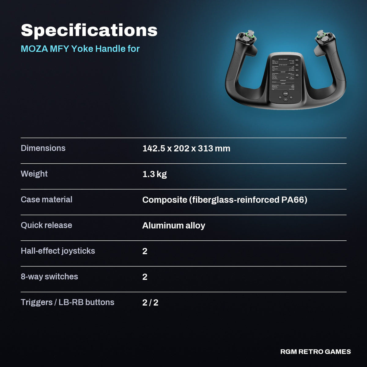 MOZA MFY Yoke Handle for Flight Simulation specifications