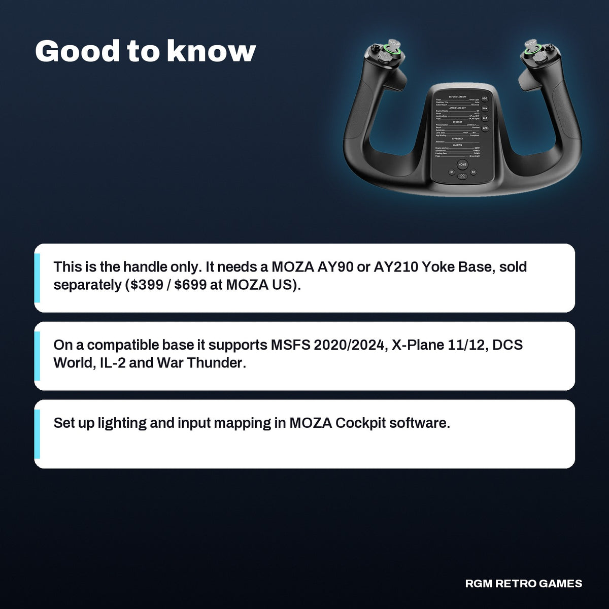 MOZA MFY Yoke Handle for Flight Simulation, good to know before you buy