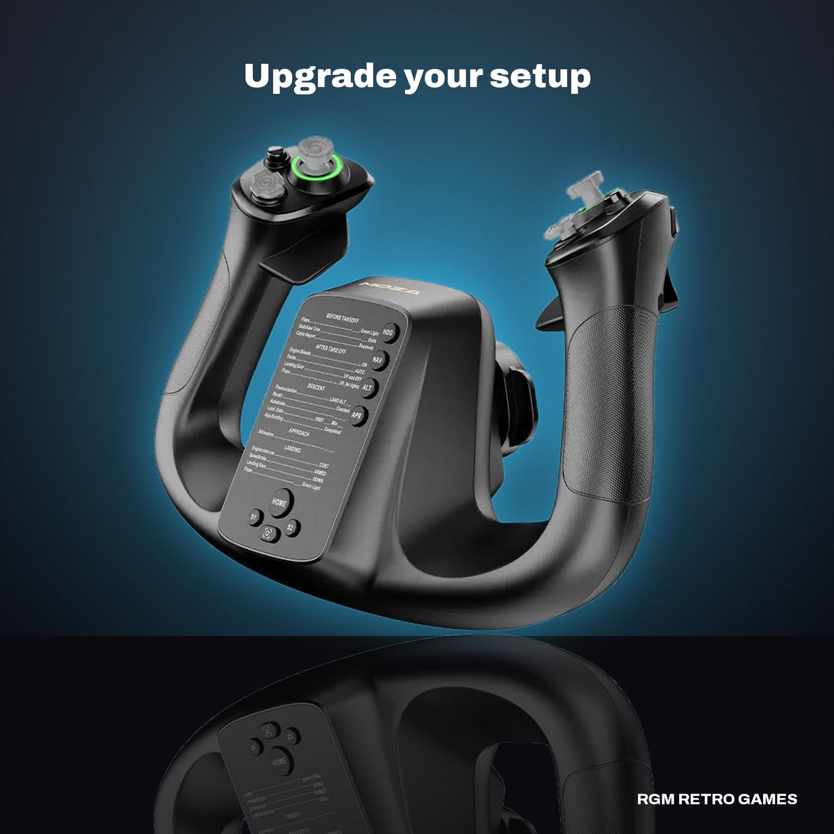 MOZA MFY Yoke Handle for Flight Simulation in a dark studio setting