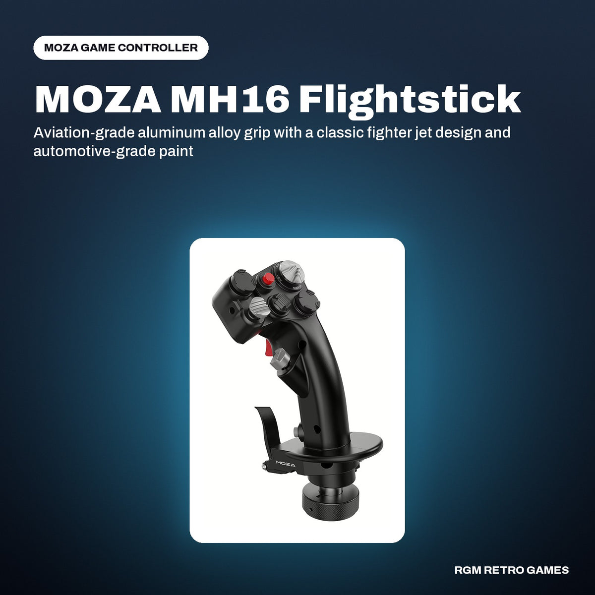 MOZA MH16 Flightstick in a MOZA color scene