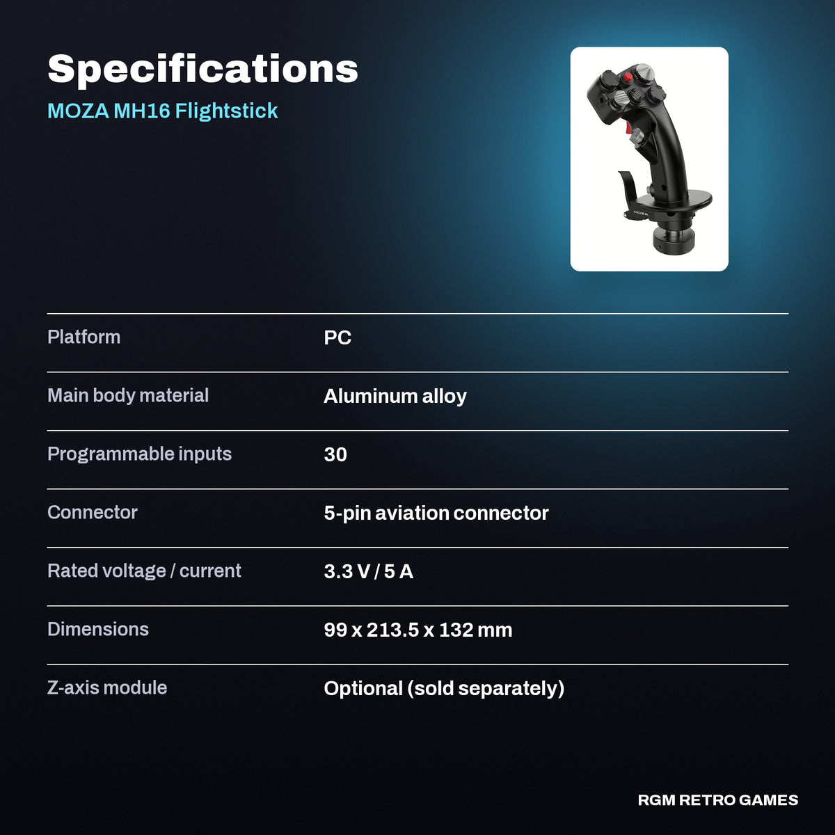 MOZA MH16 Flightstick specifications
