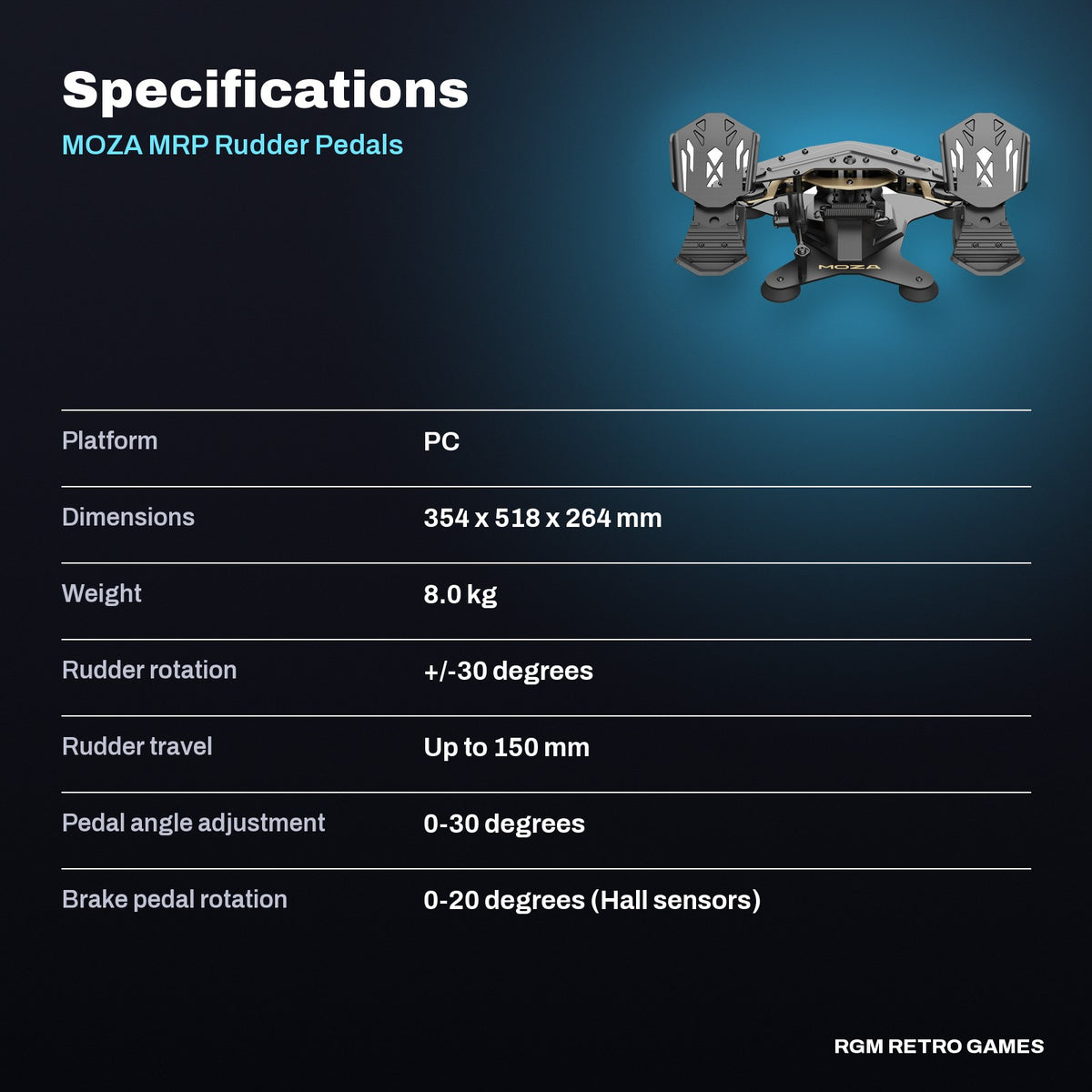 MOZA MRP Rudder Pedals specifications