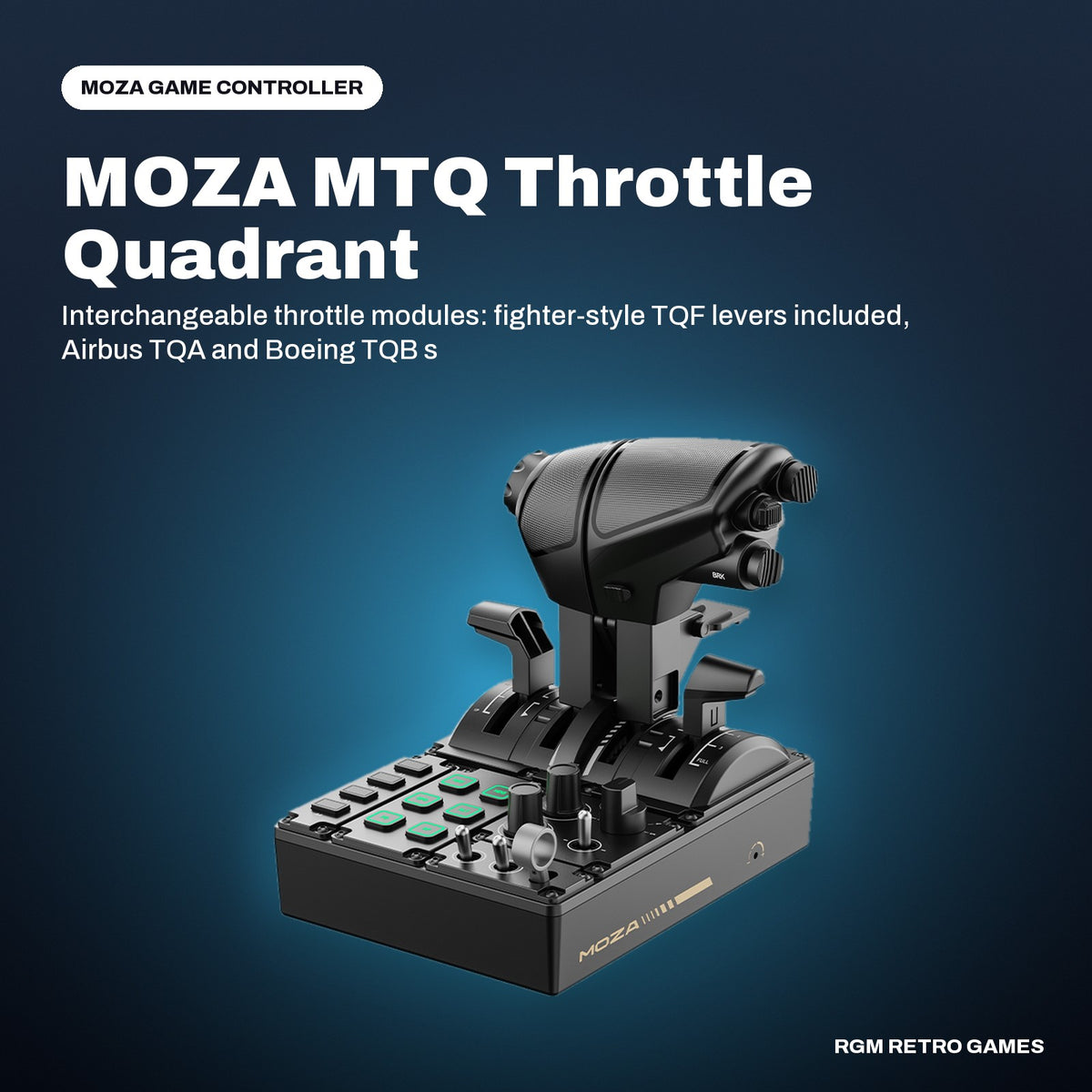 MOZA MTQ Throttle Quadrant (Throttle Panel) for PC Flight Simulation in a MOZA color scene