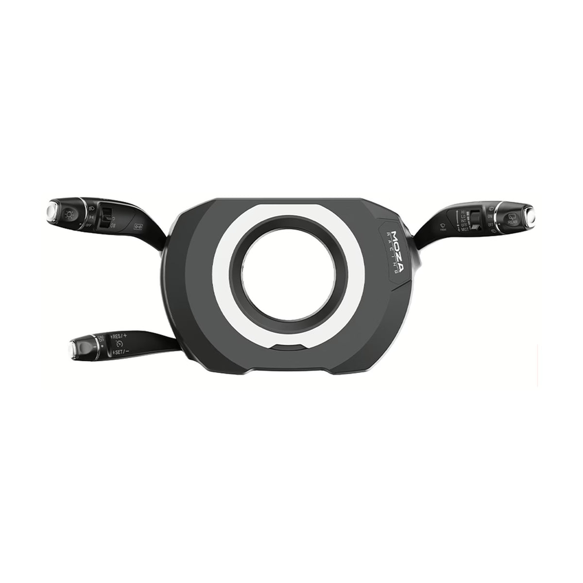MOZA Multi-function Stalks for Truck and Car Sim, front view on a white background