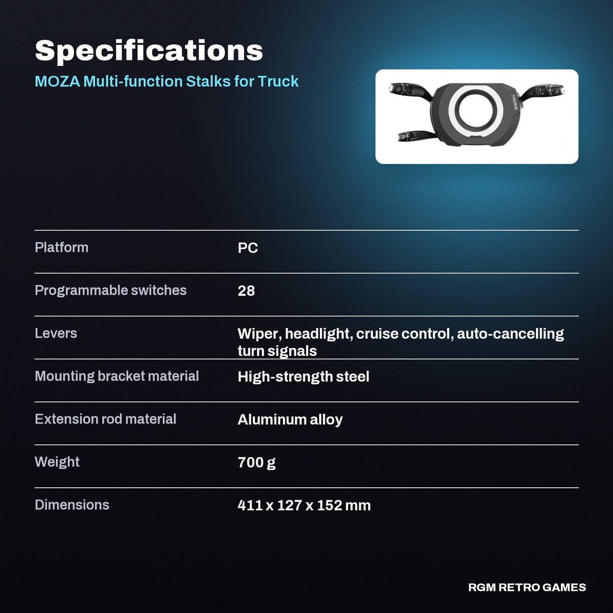 MOZA Multi-function Stalks for Truck and Car Sim specifications