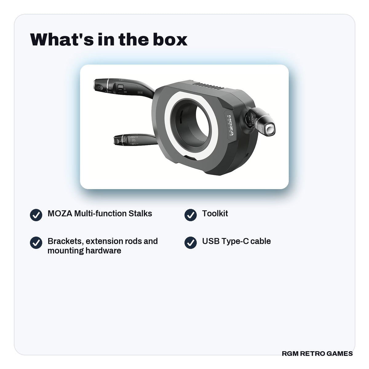 What's in the box with the MOZA Multi-function Stalks for Truck and Car Sim