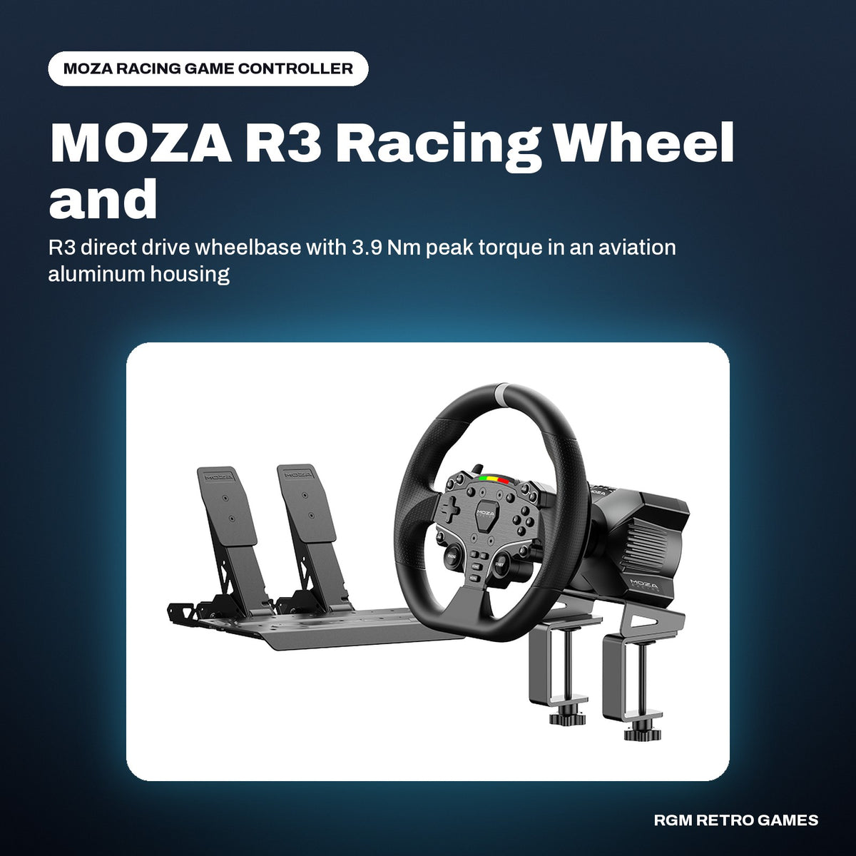 MOZA R3 Racing Wheel and Pedals for PC in a MOZA Racing color scene