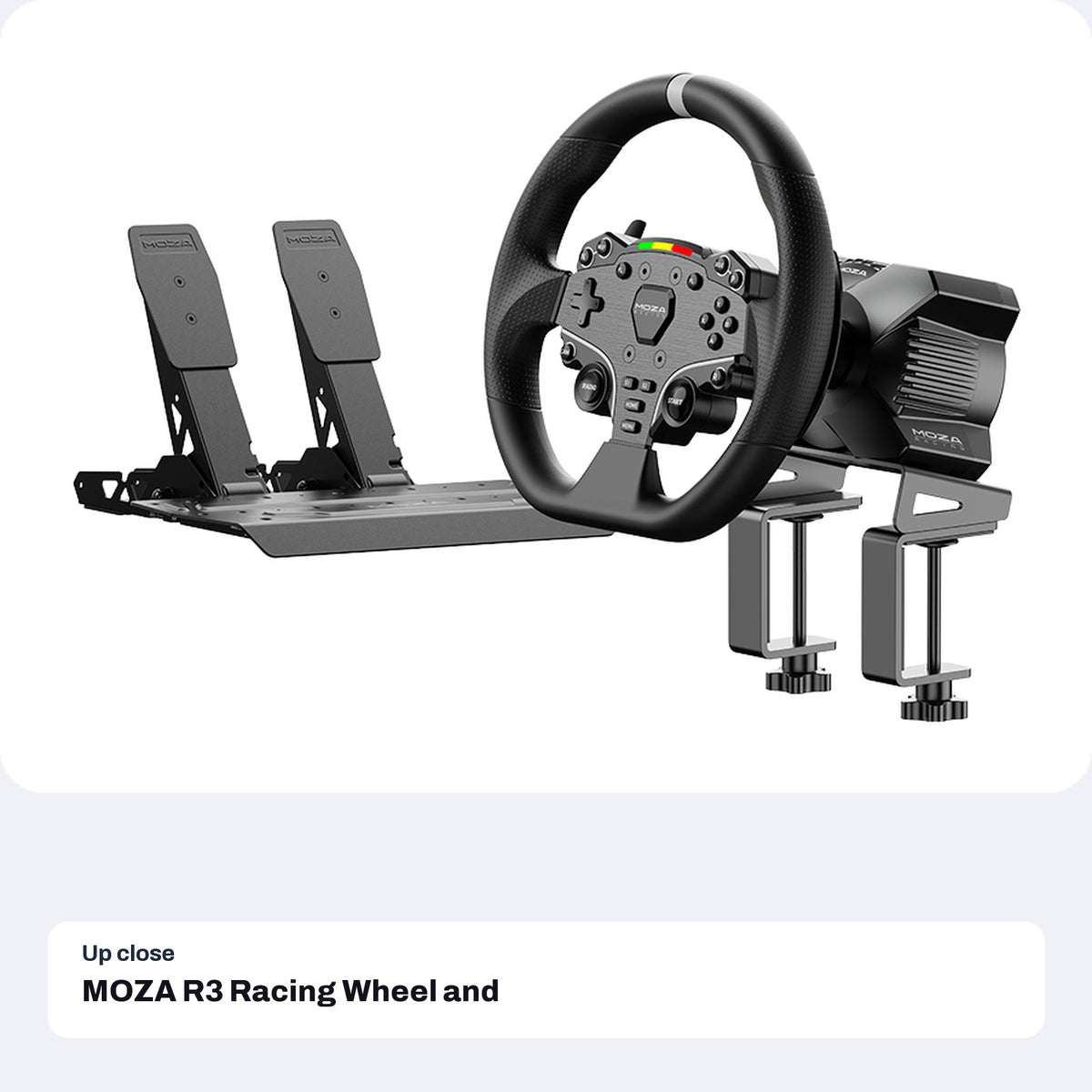MOZA R3 Racing Wheel and Pedals for PC, close-up detail