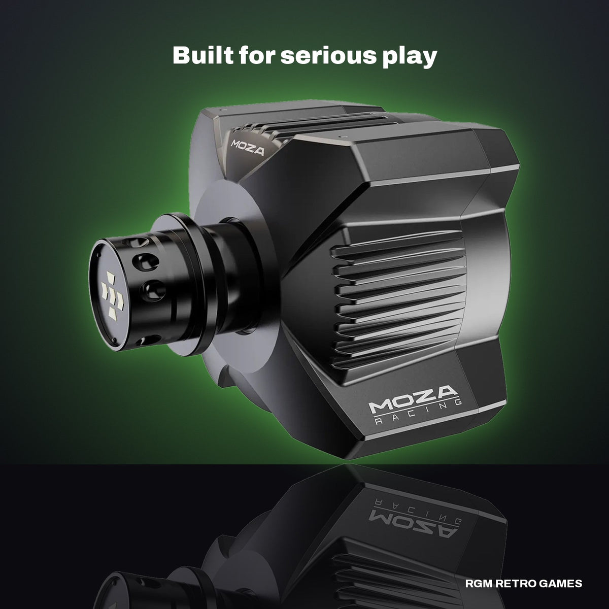 MOZA R3 Racing Wheel and Pedals for Xbox & PC in a dark studio setting