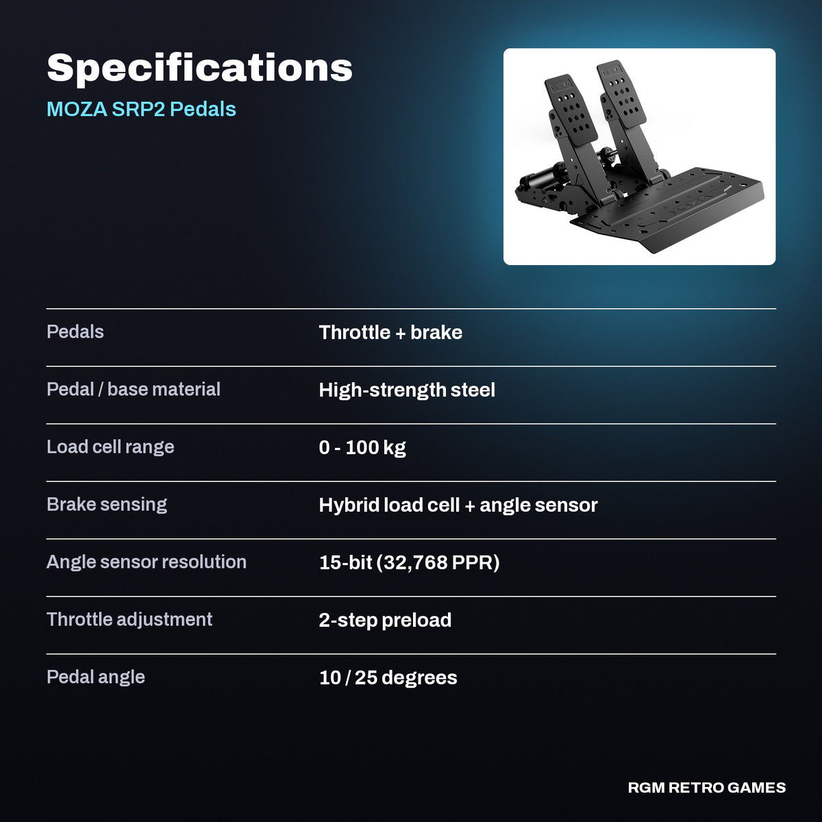 MOZA SRP2 Pedals (Throttle + Brake) specifications