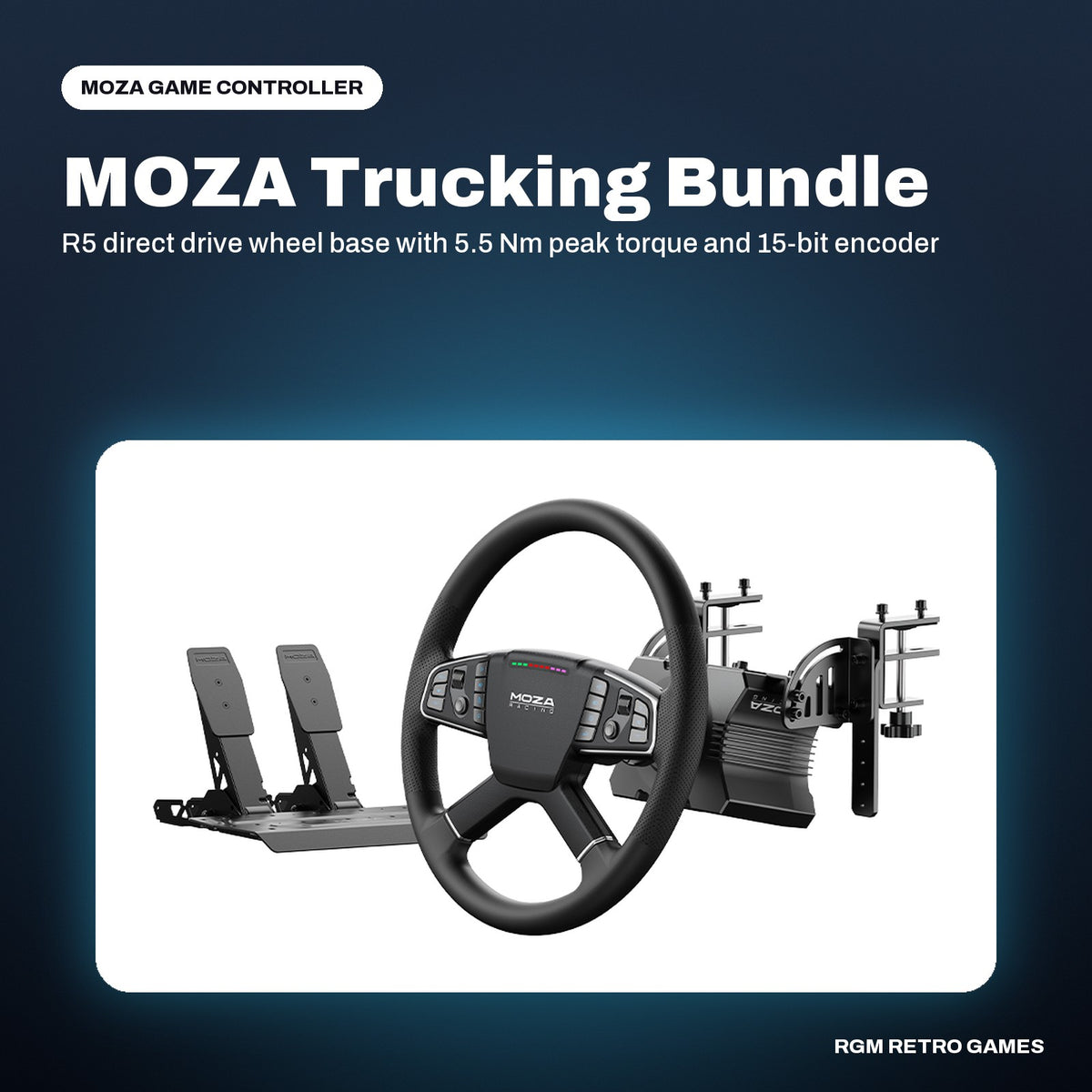 MOZA Trucking Bundle (R5 Truck Driving Simulator Bundle) in a MOZA color scene