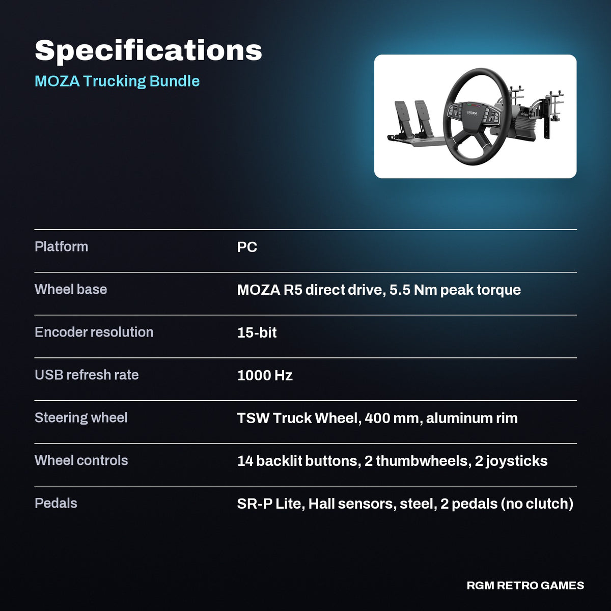 MOZA Trucking Bundle (R5 Truck Driving Simulator Bundle) specifications