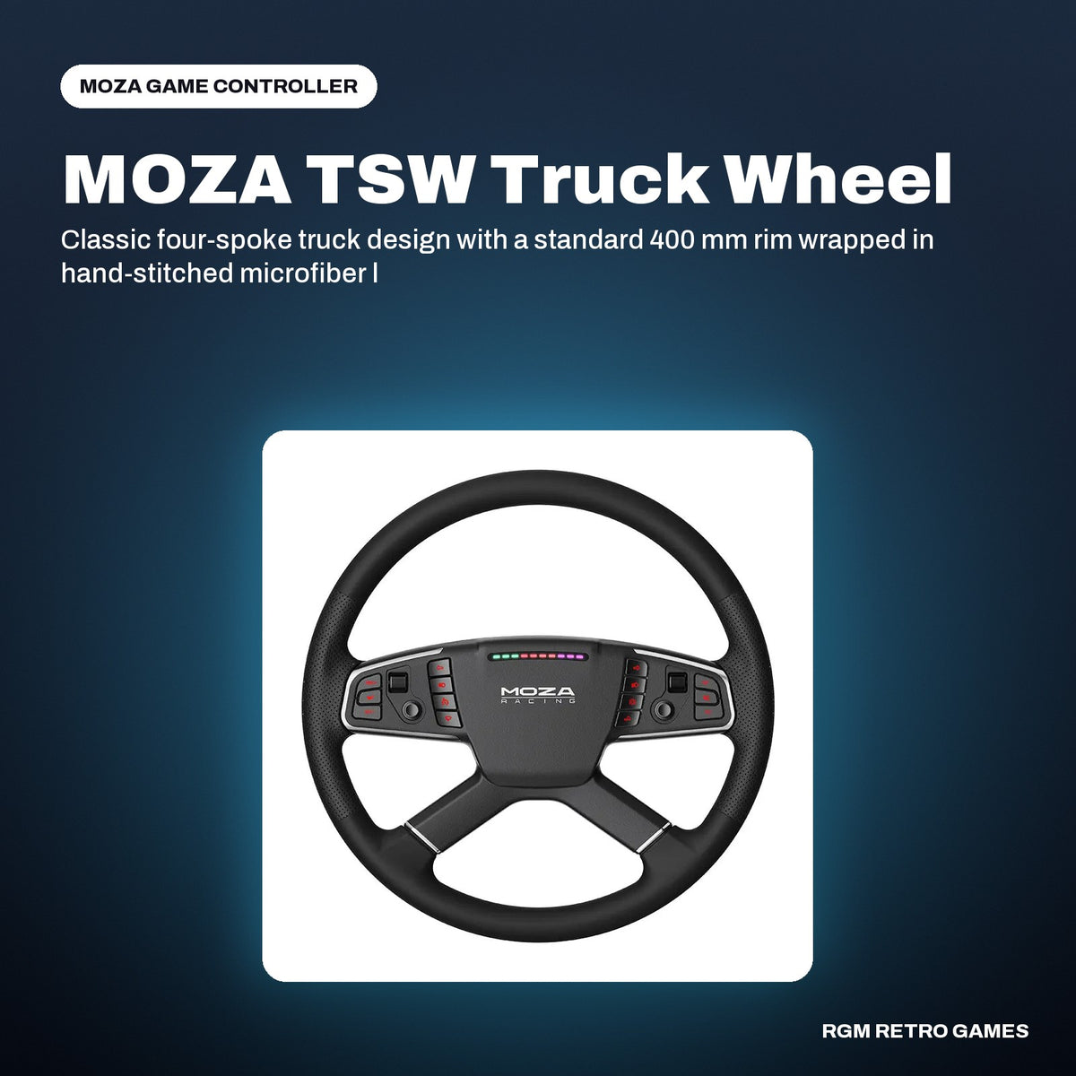 MOZA TSW Truck Wheel (400 mm Truck Sim Steering Wheel) in a MOZA color scene