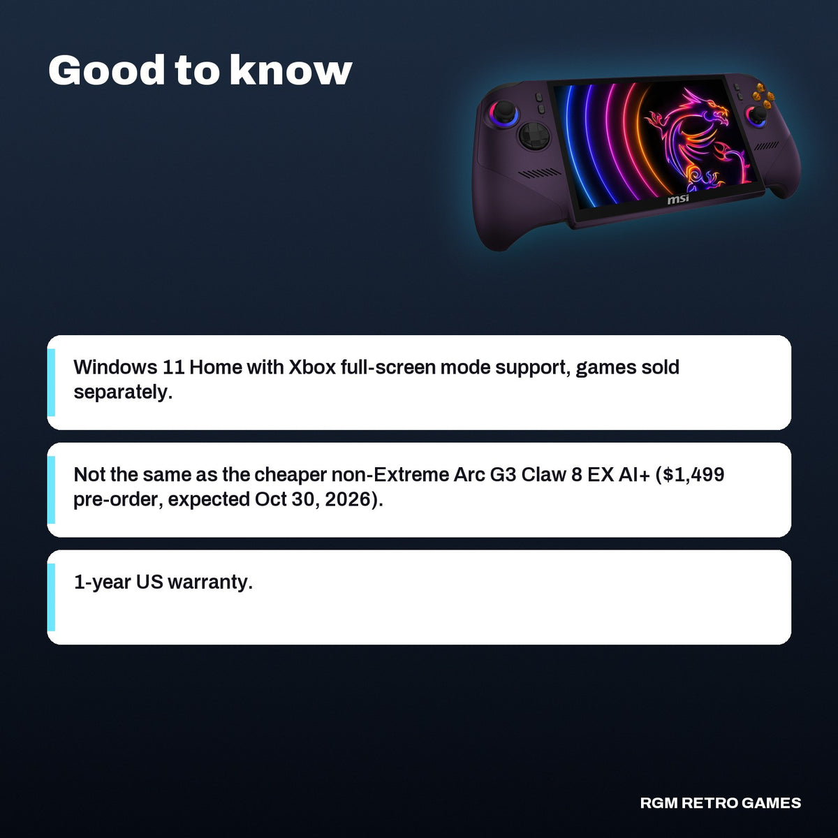 MSI Claw 8 EX AI+ CG3EM-024US 8" Gaming Handheld (Intel Arc G3 Extreme, 32GB/1TB, Void Purple), good to know before you buy