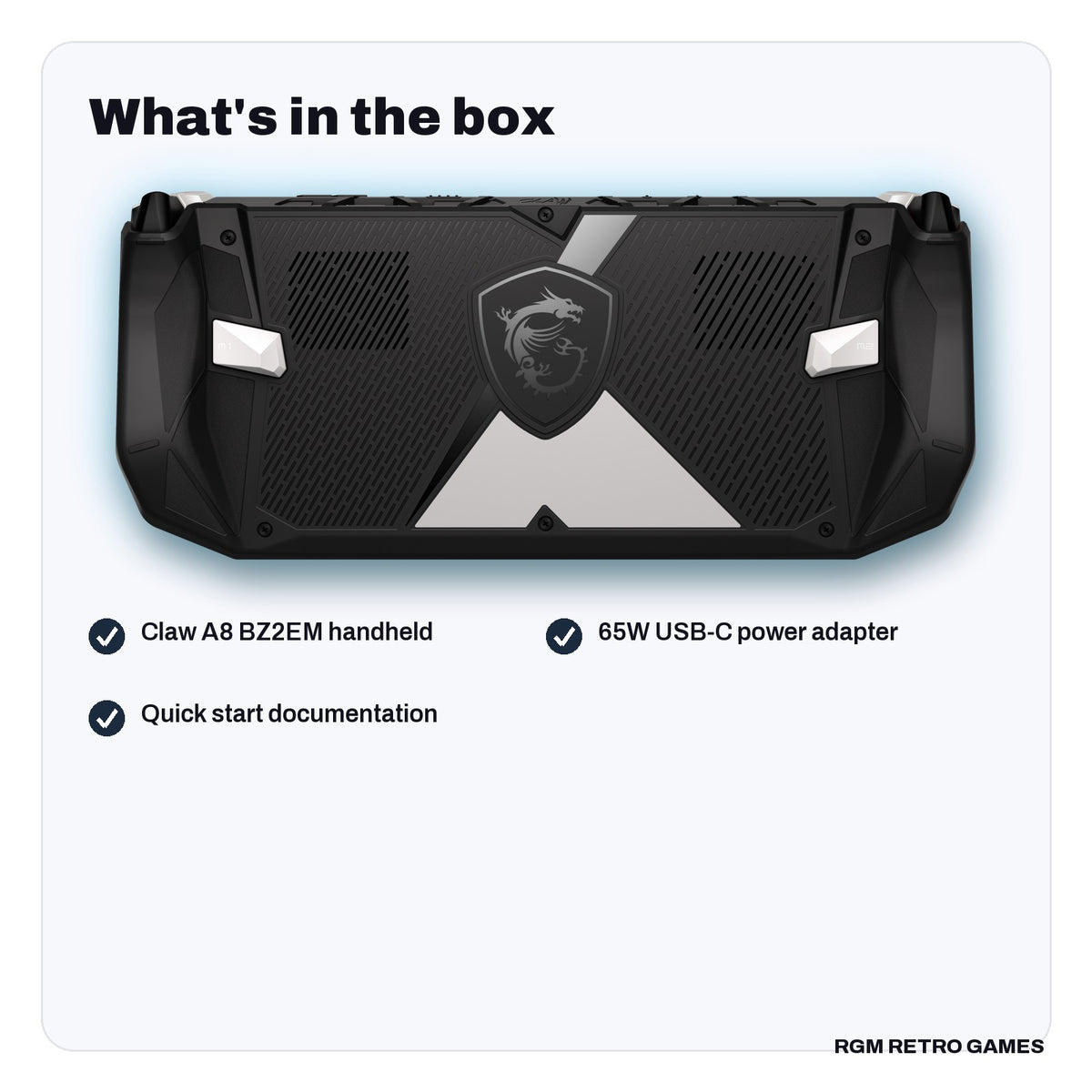 What's in the box with the MSI Claw A8 BZ2EM Gaming Handheld (AMD Ryzen Z2 Extreme, 24GB, 1TB)