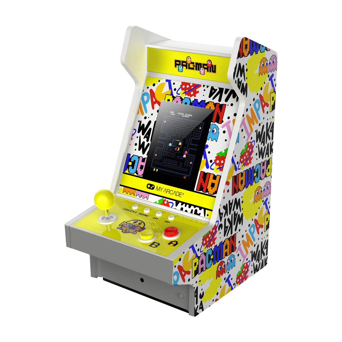 My Arcade PAC-MAN 45th Anniversary Mighty Player, front view on a white background