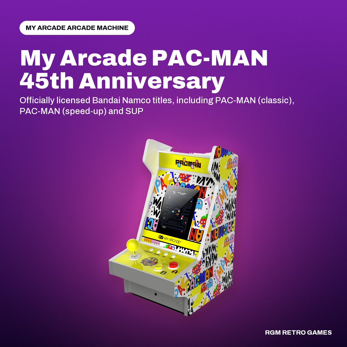 My Arcade PAC-MAN 45th Anniversary Mighty Player in a My Arcade color scene