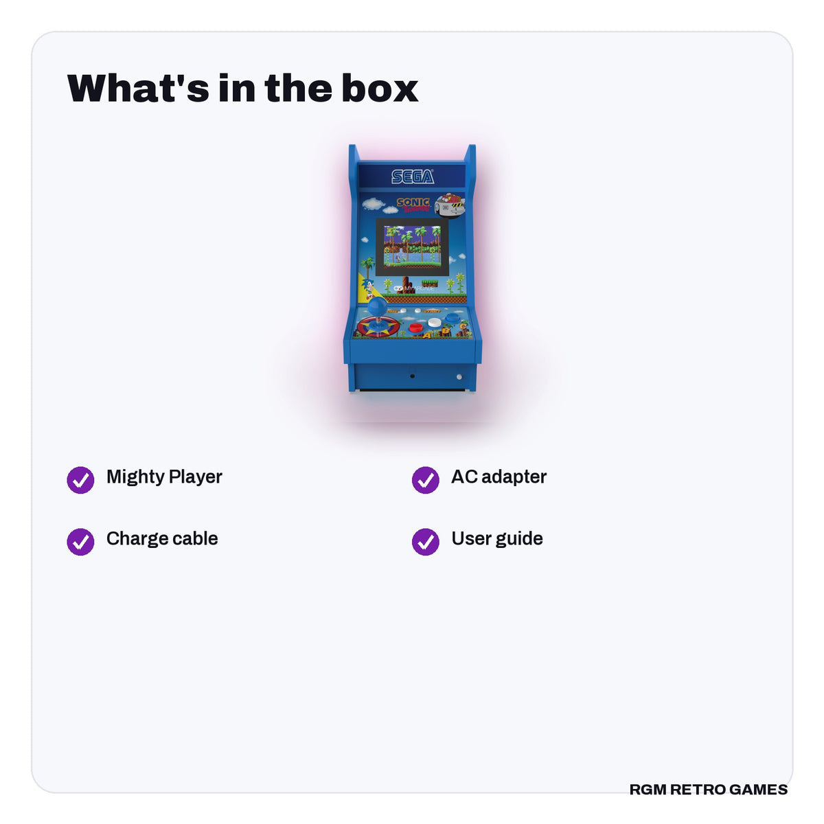 What's in the box with the My Arcade Sonic the Hedgehog Mighty Player