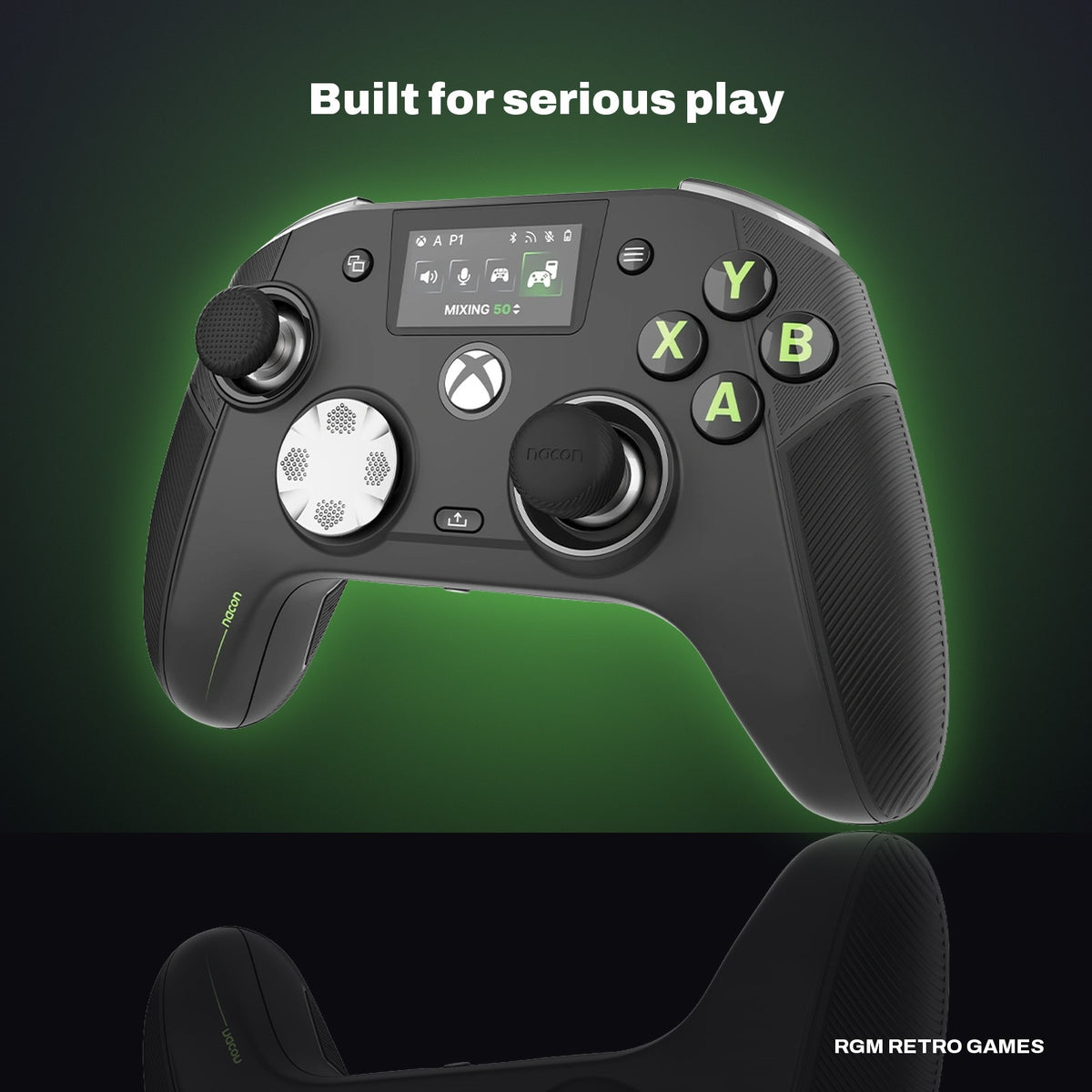 NACON Revolution X Unlimited Wireless Controller for Xbox Series X|S, Xbox One and PC - Black in a dark studio setting