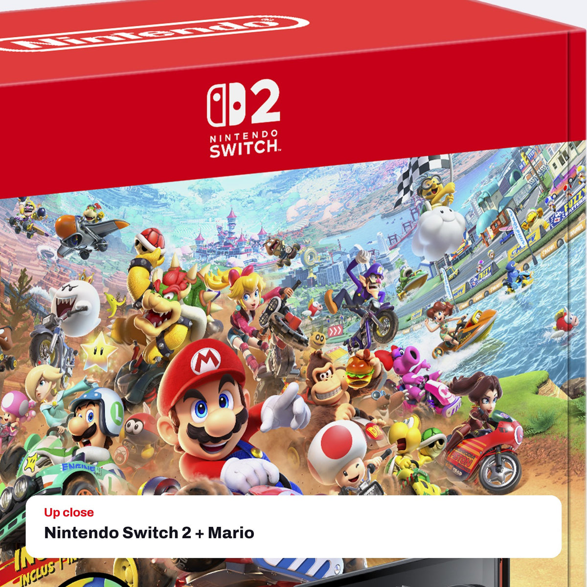Nintendo Switch 2 + Mario Kart World Bundle (with 3-Month Nintendo Switch Online), close-up detail