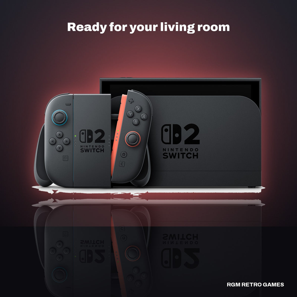 Nintendo Switch 2 + Mario Kart World Bundle (with 3-Month Nintendo Switch Online) in a dark studio setting