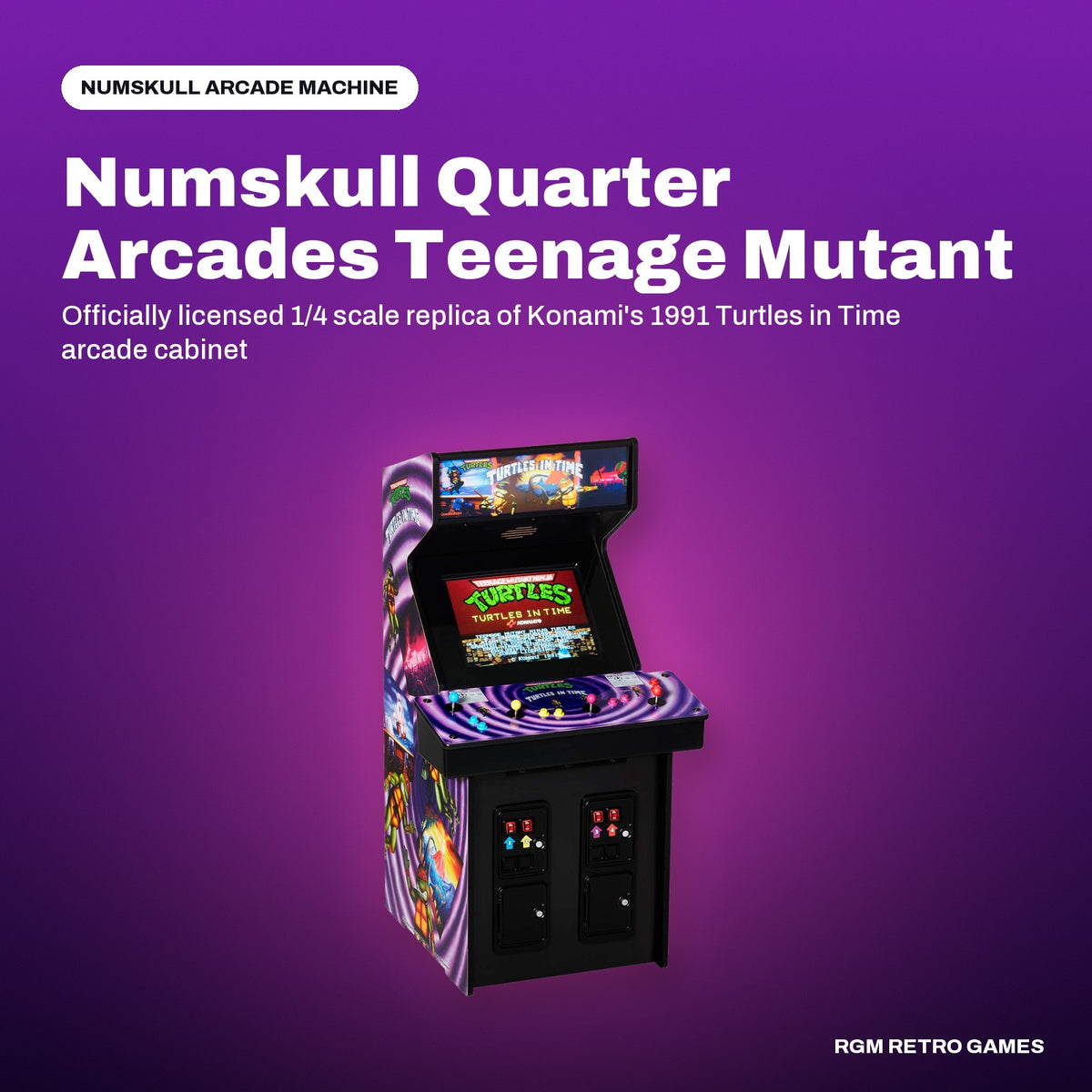 Numskull Quarter Arcades Teenage Mutant Ninja Turtles: Turtles in Time 1/4 Scale Arcade Cabinet in a Numskull color scene