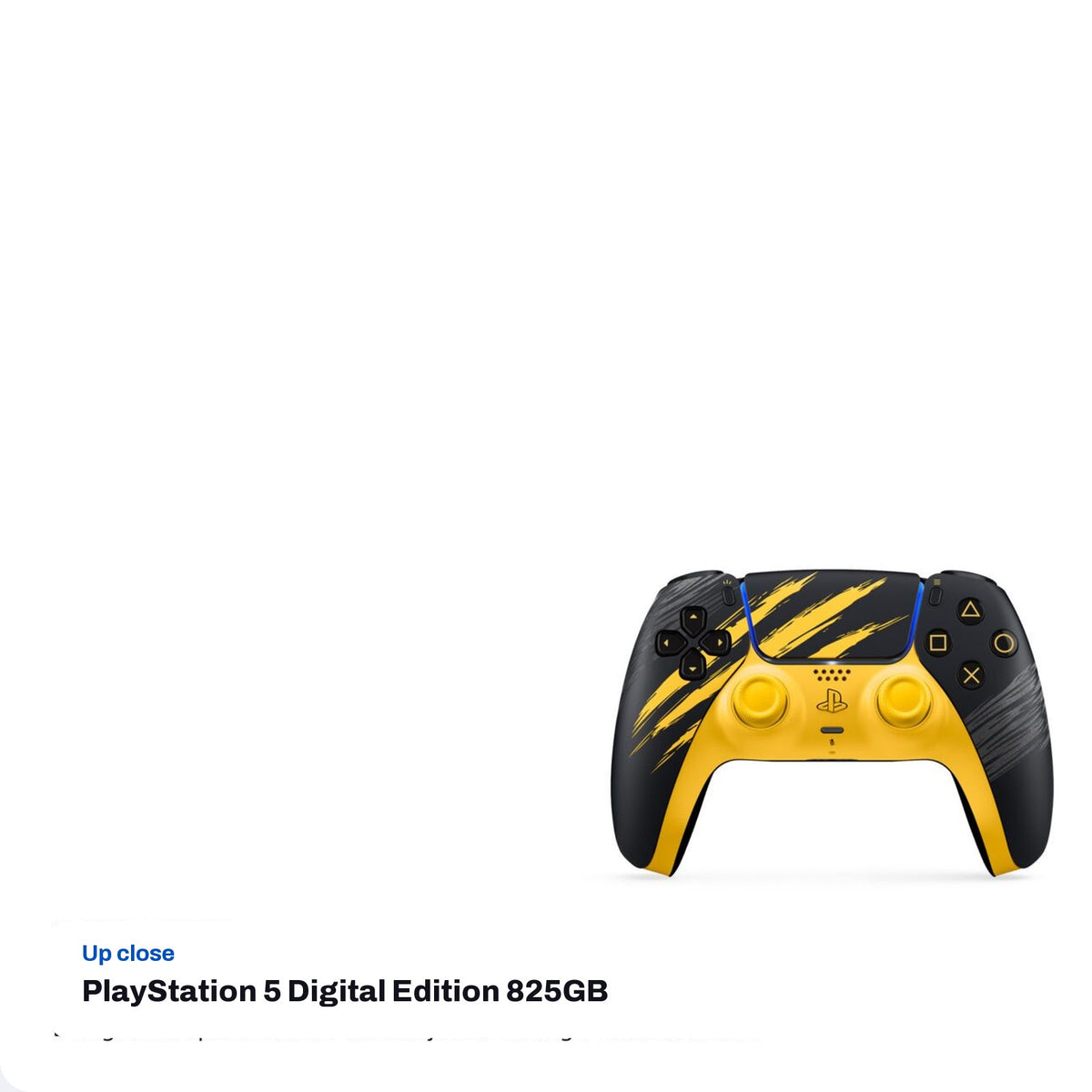 PlayStation 5 Digital Edition 825GB - Marvel's Wolverine Battle Yellow Limited Edition Bundle, close-up detail