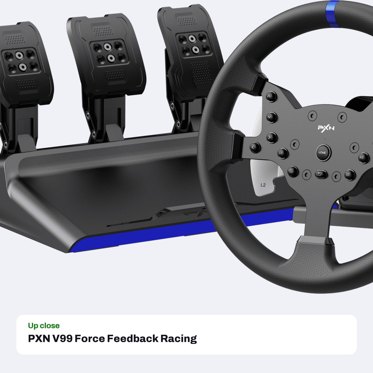 PXN V99 Force Feedback Racing Wheel with Pedals and Shifter, close-up detail