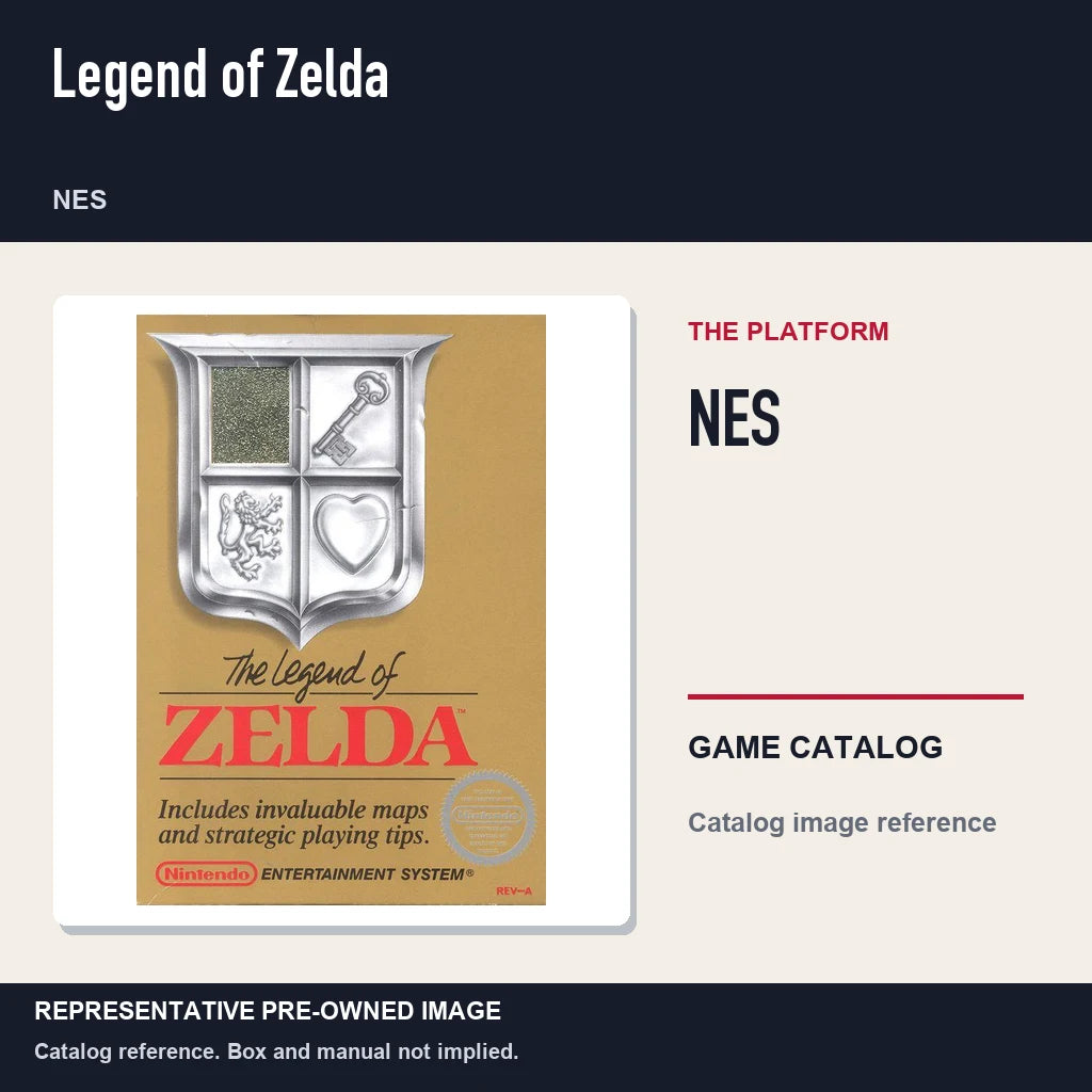 Representative pre-owned Legend of Zelda (NES), platform product layout.