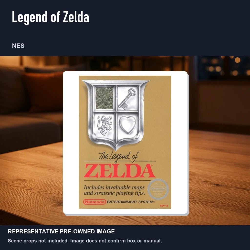 Representative pre-owned Legend of Zelda (NES), product image in a styled room scene.