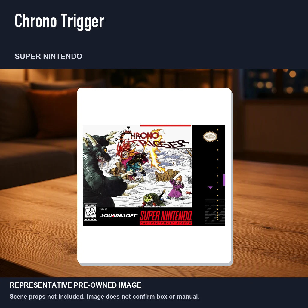 Representative pre-owned Chrono Trigger (Super Nintendo), product image in a styled room scene.
