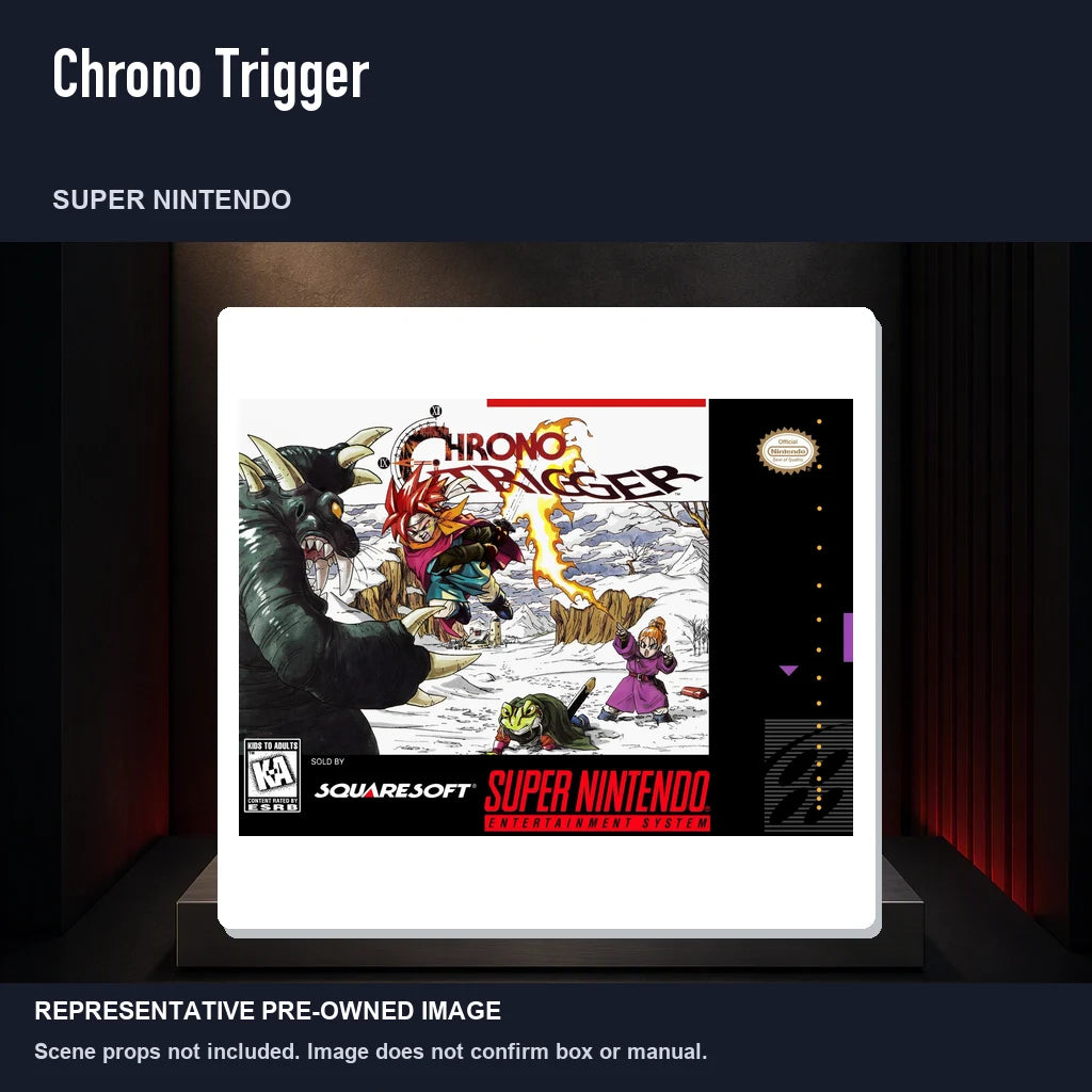 Representative pre-owned Chrono Trigger (Super Nintendo), product image on a display panel.