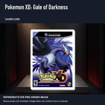 Representative pre-owned Pokemon XD: Gale of Darkness (GameCube), product image on a display panel.