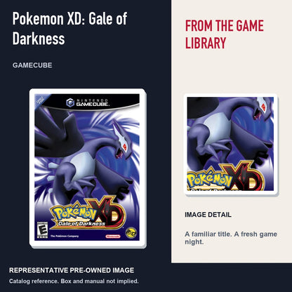 Representative pre-owned Pokemon XD: Gale of Darkness (GameCube), editorial image and detail.