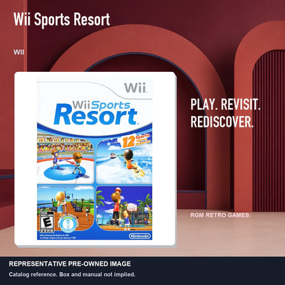 Representative pre-owned Wii Sports Resort (Wii), red retro product layout.