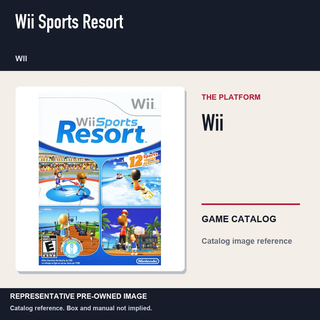Representative pre-owned Wii Sports Resort (Wii), platform product layout.