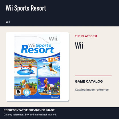Representative pre-owned Wii Sports Resort (Wii), platform product layout.