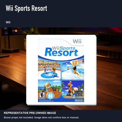 Representative pre-owned Wii Sports Resort (Wii), product image in a styled desk scene.