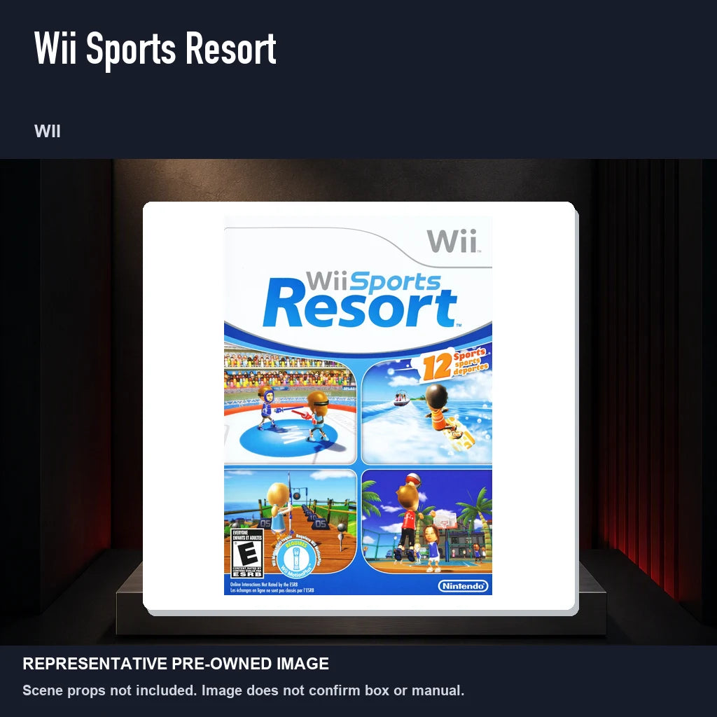 Representative pre-owned Wii Sports Resort (Wii), product image on a display panel.