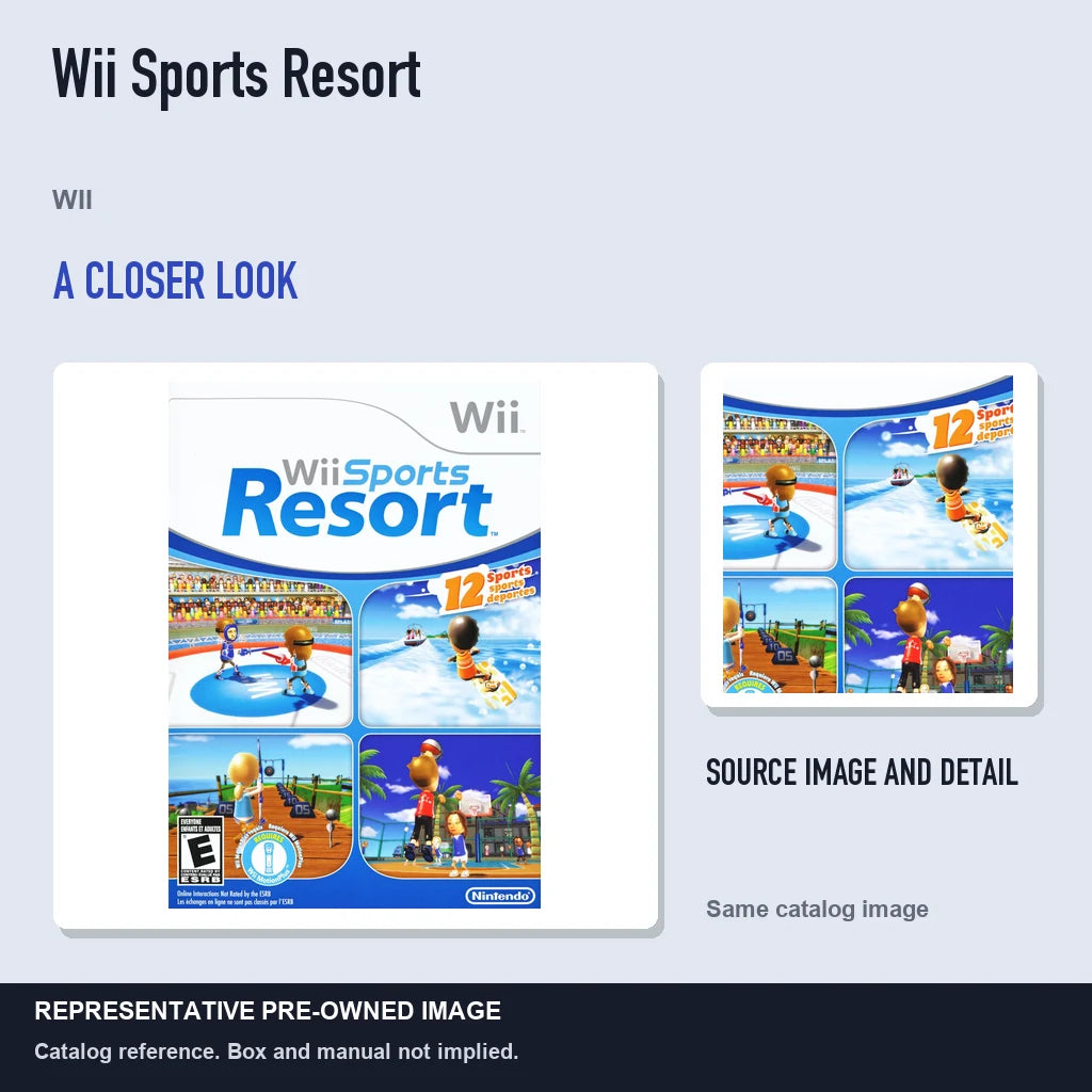 Representative pre-owned Wii Sports Resort (Wii), full image with detail inset.