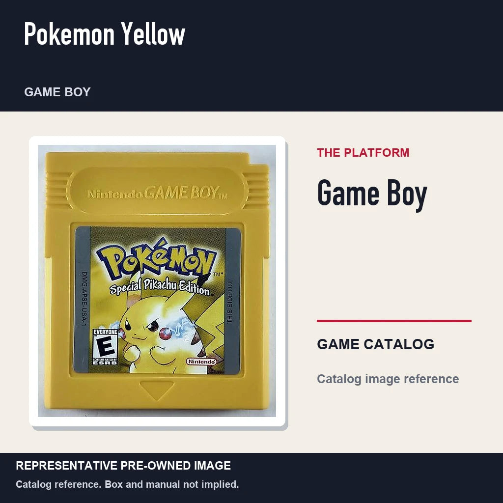 Representative pre-owned Pokemon Yellow (Game Boy), platform product layout.