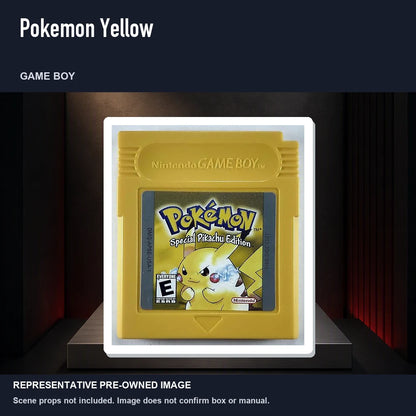Representative pre-owned Pokemon Yellow (Game Boy), product image on a display panel.