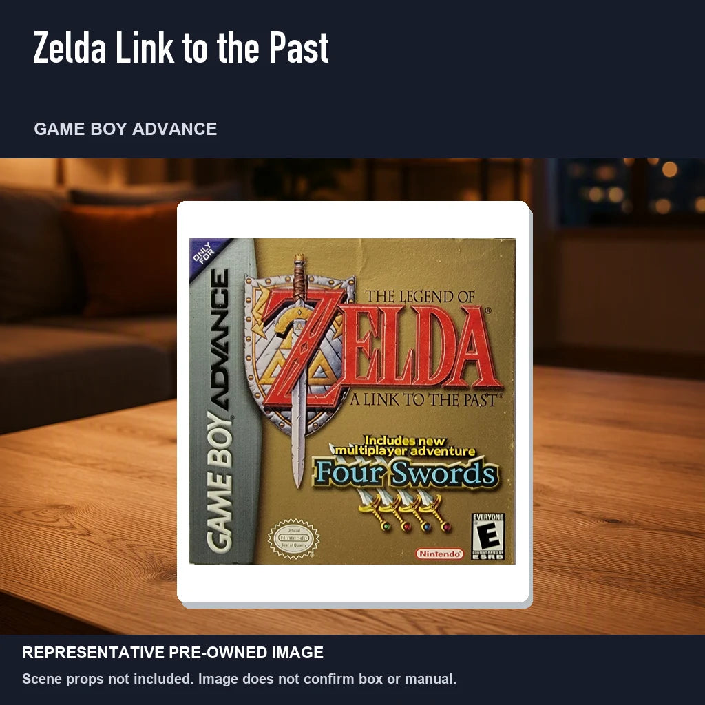 Representative pre-owned Zelda Link to the Past (Game Boy Advance), product image in a styled room scene.