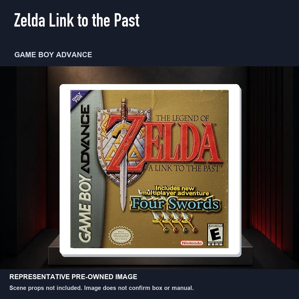 Representative pre-owned Zelda Link to the Past (Game Boy Advance), product image on a display panel.